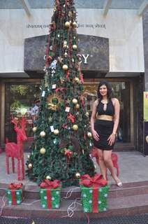Sayali Bhagat poses wit the Xmas Tree at Popley Store's Xmas Celebrations