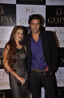 Chetan Hansraj poses with a friend at GEHNA Jewelers Collection Launch 'KJO FOR GEHNA'