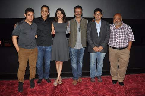 Team poses for the media at the Special Screening of P.K. for the Cast and Crew