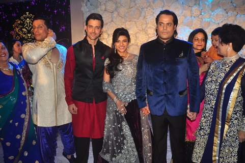 Hrithik Roshan poses with Uday and Shirin at their Sangeet Ceremony