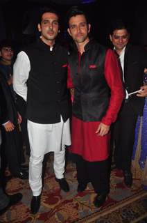 Hrithik Roshan and Zayed Khan pose for the media at Uday and Shirin's Sangeet Ceremony