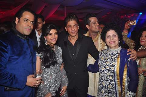 Shah Rukh Khan poses with Uday and Shirin at their Sangeet Ceremony