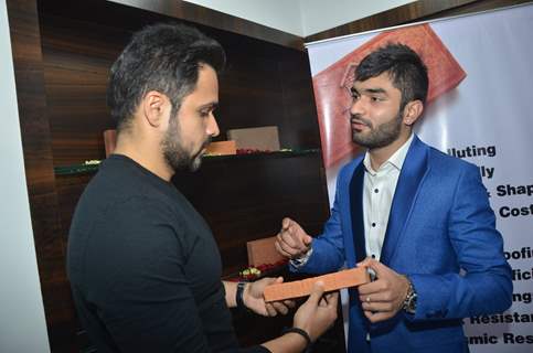 Emraan Hashmi checks out the brick at the Launch of Building Bricks