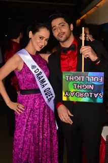 Gunjan Walia and Vikas Manaktala pose with quirky props at India-Forums 11th Anniversary Bash
