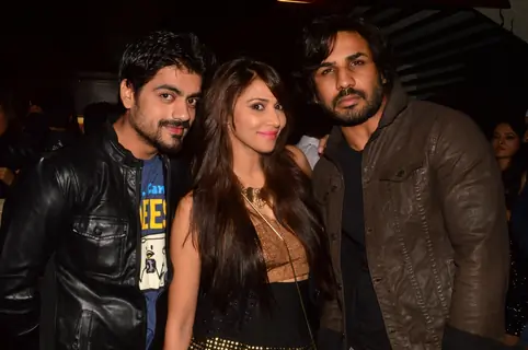 Rishina Kandhari poses with Krip Suri and a friend at India-Forums 11th Anniversary Bash