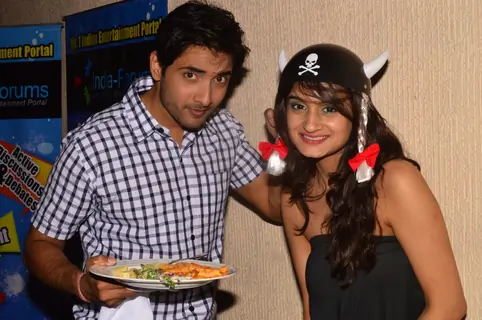 Raj Singh and Shalini Shauta poses with quirky props at India-Forums 11th Anniversary Bash