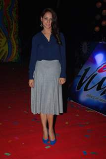 Neetu Chandra poses for the media at the Annual Day of Vibgyor High School