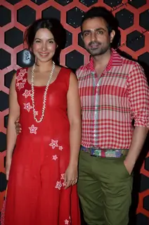 Shraddha Nigam and Mayank Anand pose for the media at Sandip Soparkar's Christmas Bash