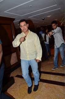 Aamir Khan was snapped at P.K. Contest Winners Meet