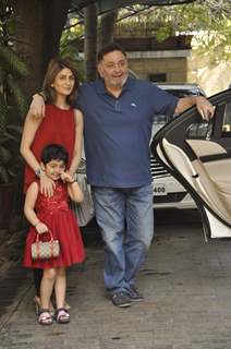 Rishi Kapoor and Riddhima Kapoor pose for the media at the Get-to-Gather for a Christmas Lunch