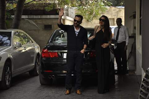 Saif Ali Khan and Kareena Kapoor pose for the media at the Get-to-Gather for a Christmas Lunch