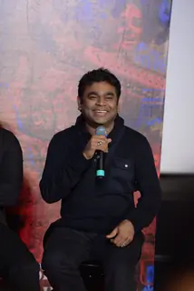 A.R. Rahman interacts with the audience at the Trailer Launch of I