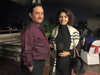 Varsha Usgaonkar poses with husband Ajay Shankar at Sandip Soparkar's New Year Bash