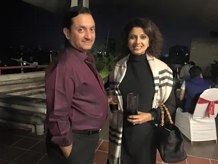 Varsha Usgaonkar poses with husband Ajay Shankar at Sandip Soparkar's New Year Bash