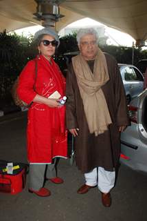 Shabana Azmi & Javed Akhtar Snapped at Airport