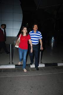 Pankaj Udhas with his wife Snapped at Airport