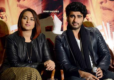 Sonakshi Sinha and Arjun Kapoor snapped at the Promotions of Tevar in Delhi