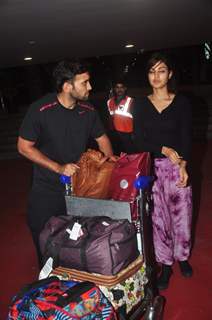 Akhil Kapur was snapped with Rhea Chakraborty at Airport