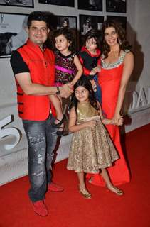 Dabboo Ratnani poses with wife and children at his Calendar Launch