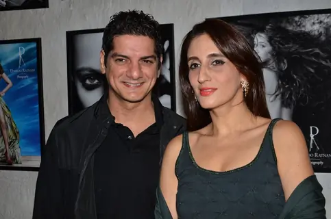 Farah Khan Ali and DJ Aqeel pose for the media at Dabboo Ratnani's Calendar Launch