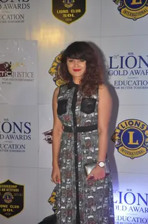 Aashka Goradia poses for the media at Lion Gold Awards