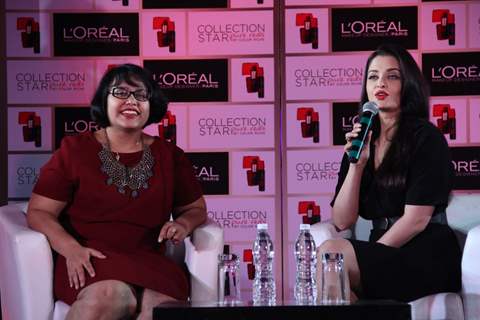 Aishwarya Rai Bachchan intaracts with the audience at Launch of L'Oreal Paris Moist Matte Collection