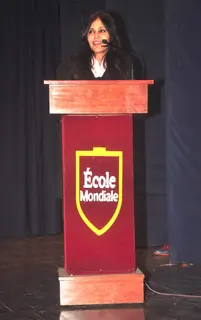 Nisha Jamwal interacts with the audience at the Launch of Neha Premjee's New Book '#College'