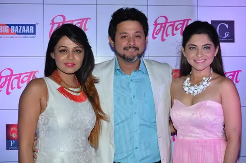 Celebs pose for the media at the Music Launch of Marathi Movie Mitwa