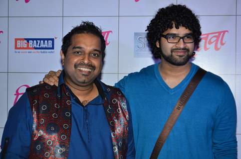 Shankar Mahadevan poses with Son Siddharth Mahadevan at the Music Launch of Marathi Movie Mitwa
