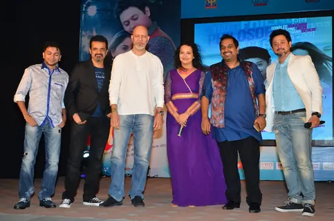 Celebs pose for the media at the Music Launch of Marathi Movie Mitwa