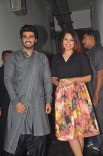 Arjun Kapoor and Sonakshi Sinha pose for the media at the Promotions of Tevar