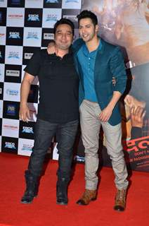 Varun Dhawan poses with Ahmed Khan at the Song Launch of Badlapur