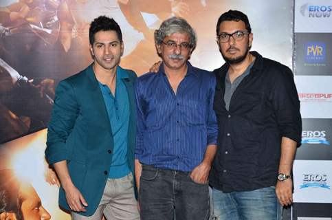 Celebs pose for the media at the Song Launch of Badlapur