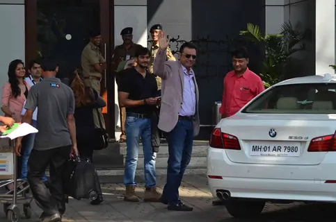 Boman Irani waves to the camera while Leaving for Saifai Mahotsav Fest
