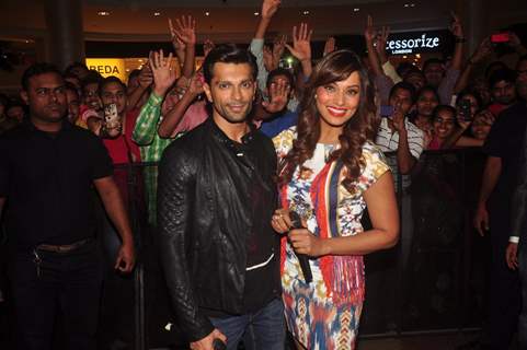 Bipasha Basu and Karan Singh Grover pose for thre media at the Promotions of Alone