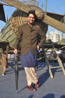 Ayushmann Khurrana poses for the camera at the Promotions of Hawaizaada at Versova Beach