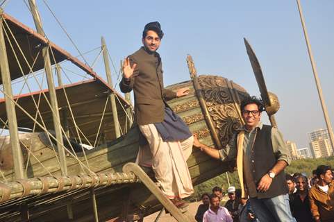 Ayushmann Khurrana was snapped at the Promotions of Hawaizaada at Versova Beach