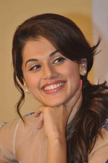 Taapsee Pannu was snapped at the Press Meet of BABY in Hyderabad