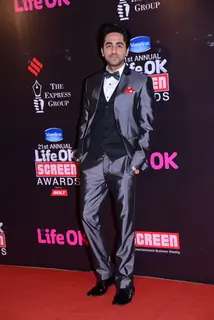 Ayushmann Khurrana poses for the media at 21st Annual Life OK Screen Awards Red Carpet