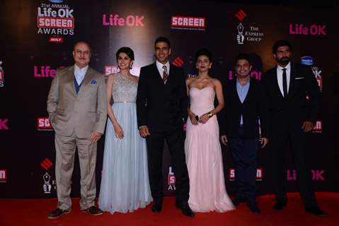 Team of BABY poses for the media at 21st Annual Life OK Screen Awards Red Carpet