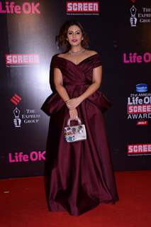 Huma Qureshi poses for the media at 21st Annual Life OK Screen Awards Red Carpet