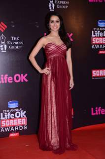 Shraddha Kapoor poses for the media at 21st Annual Life OK Screen Awards Red Carpet