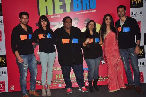 Team poses for the media at the Launch of the Movie Hey Bro