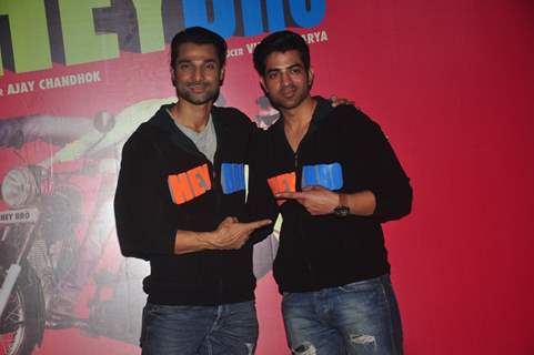 Hanif Hilal poses with a friend at the Launch of the Movie Hey Bro