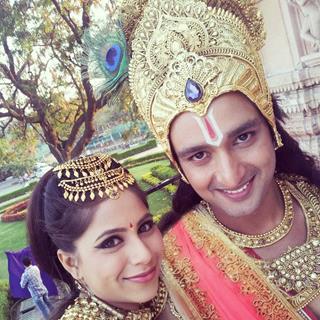 Sourabh Raaj Jain with Veebha Aanand on the sets of Mahabharat