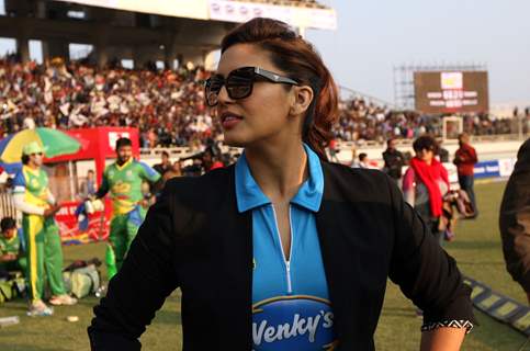 Huma Qureshi was snapped at Mumbai Heroes Vs Kerala Strikers Match