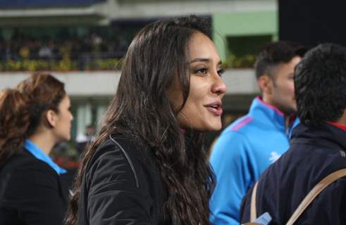 Lisa Haydon was snapped at Mumbai Heroes Vs Kerala Strikers Match