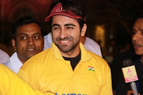 Ayushmann Khurrana was snapped at Standard Chartered Mumbai Marathon 2015