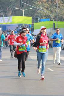 Dia Mirza was snapped participating in Standard Chartered Mumbai Marathon 2015