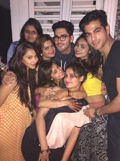 Tina Dutta poses with co-stars at her Get Together